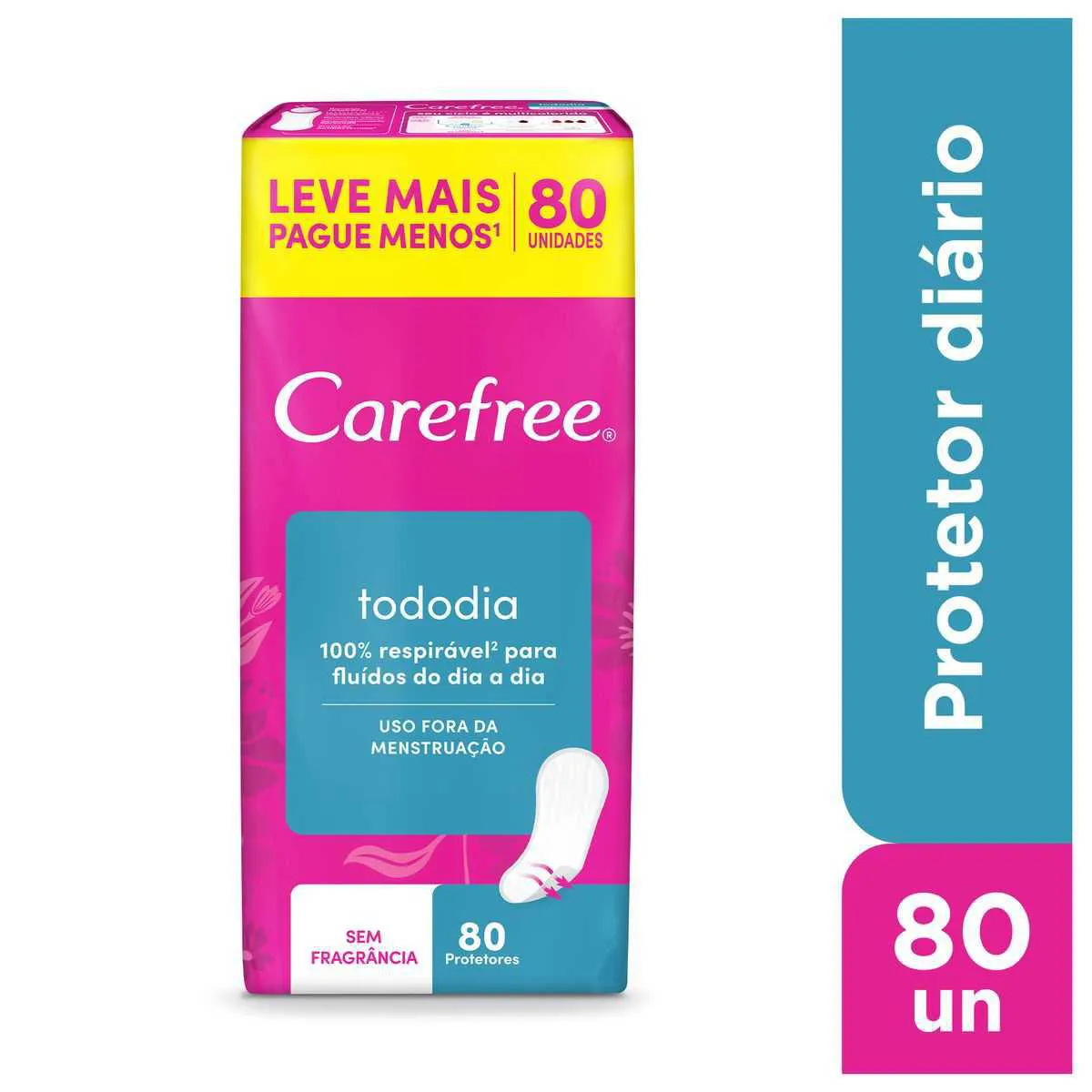 Protetor Diário Carefree Tododia Sem Perfume 80 unidades — Carefree | Farmácia Resyla