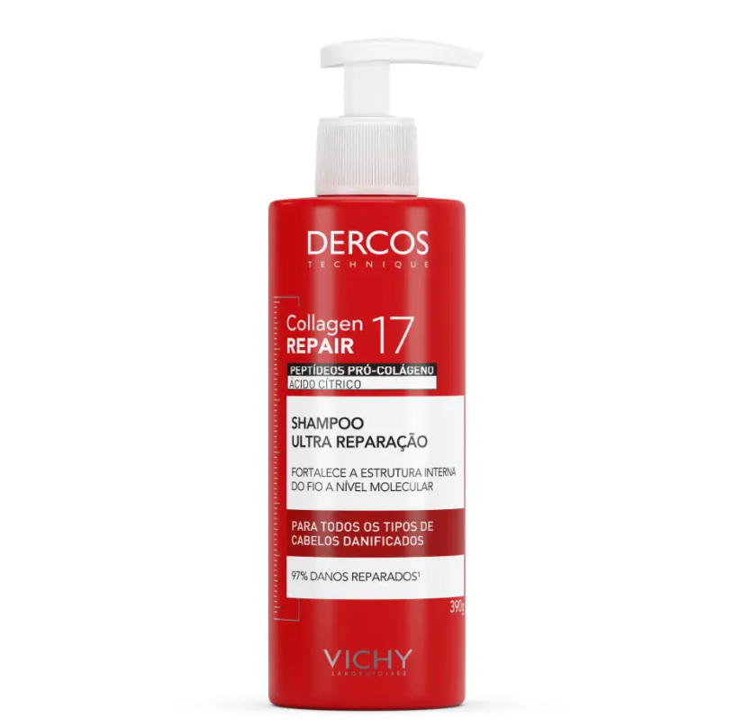 Shampoo Ultra Reparação Vichy Dercos Collagen Repair 17 com 390g — Vichy | Farmácia Resyla