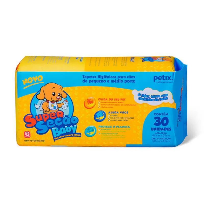 Tapete Higiênico Petix Super Secão Baby 30Un 60X55Cm — | Farmácia Resyla