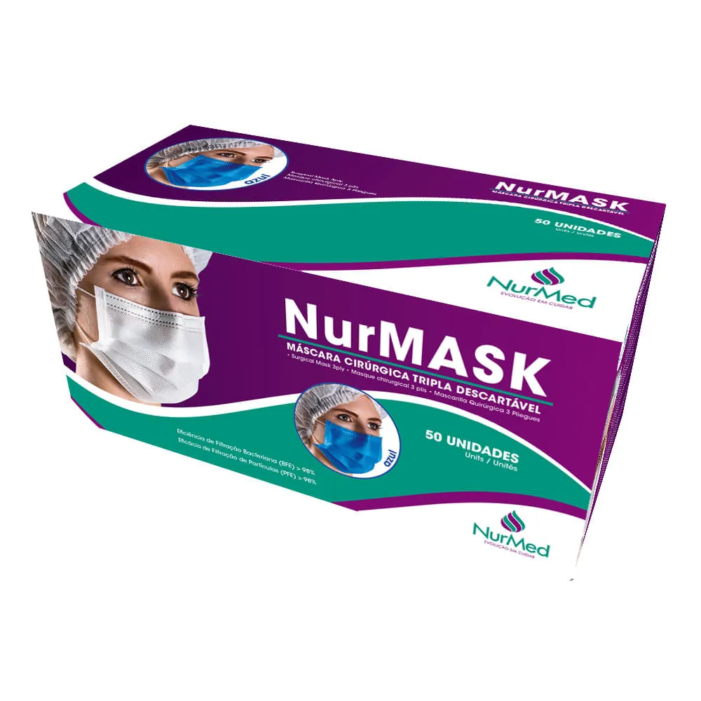 Mascara Nurmask Com 50 Tripla Com Elastico Azul — | Farmácia Resyla
