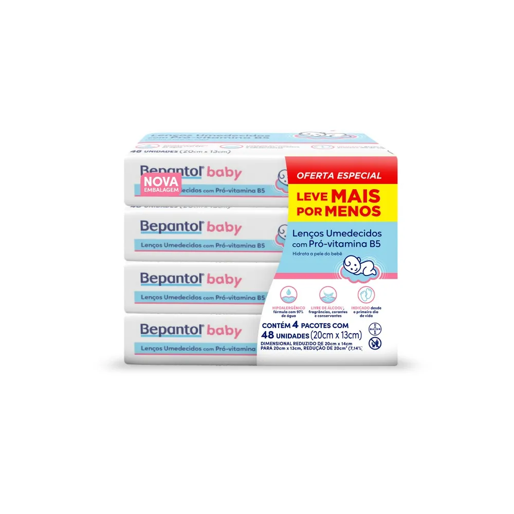 Kit Lenço Umedecido Bepantol Baby Leve 4 Pague 3 48 Unidades Cada — Bepantol | Farmácia Resyla