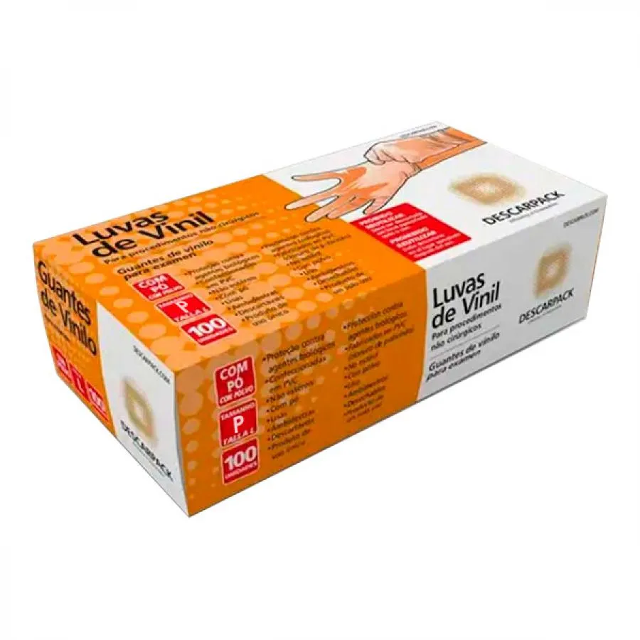 Luva Descarpack Vinil P Com 100 Unidades Com Talco — | Farmácia Resyla