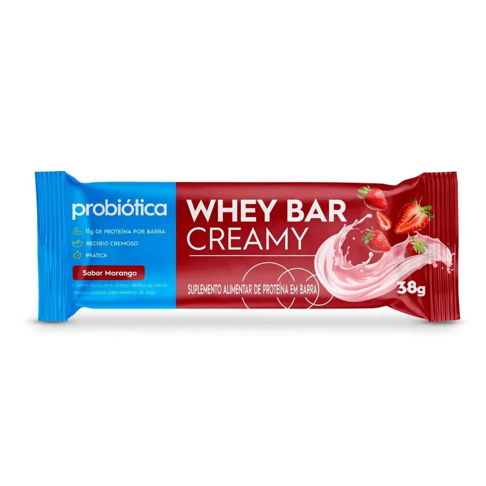 Barra Probiotica Whey Bar Creamy Morango 38gr — Probiotica | Farmácia Resyla