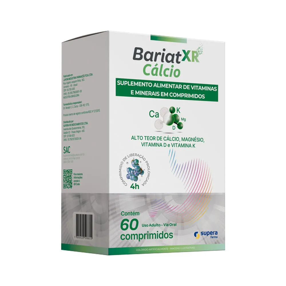 Suplemento Alimentar Bariat Xr Cálcio 60 Comprimidos — | Farmácia Resyla