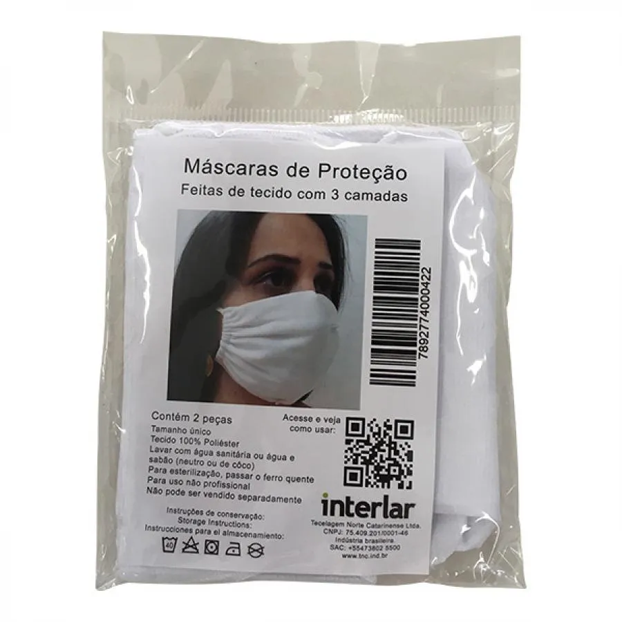 Mascara De Protecao Interlar Branco Com 2 Unidades — | Farmácia Resyla