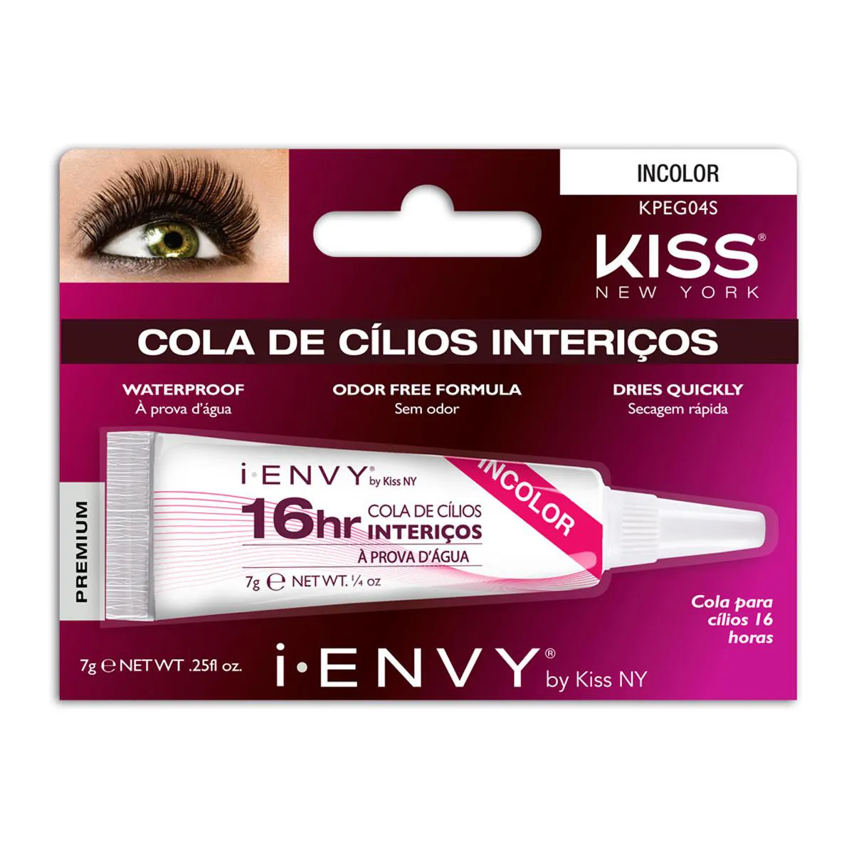 Cola para Cílios Postiços I-ENVY by Kiss NY 16h Incolor com 1 unidade — Kiss | Farmácia Resyla