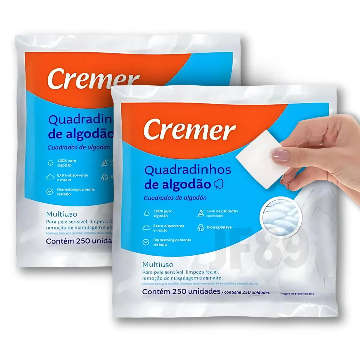 Algodão Prensado Quadrado Cremer Sem Perfume 500 Unidades — Cremer | Farmácia Resyla