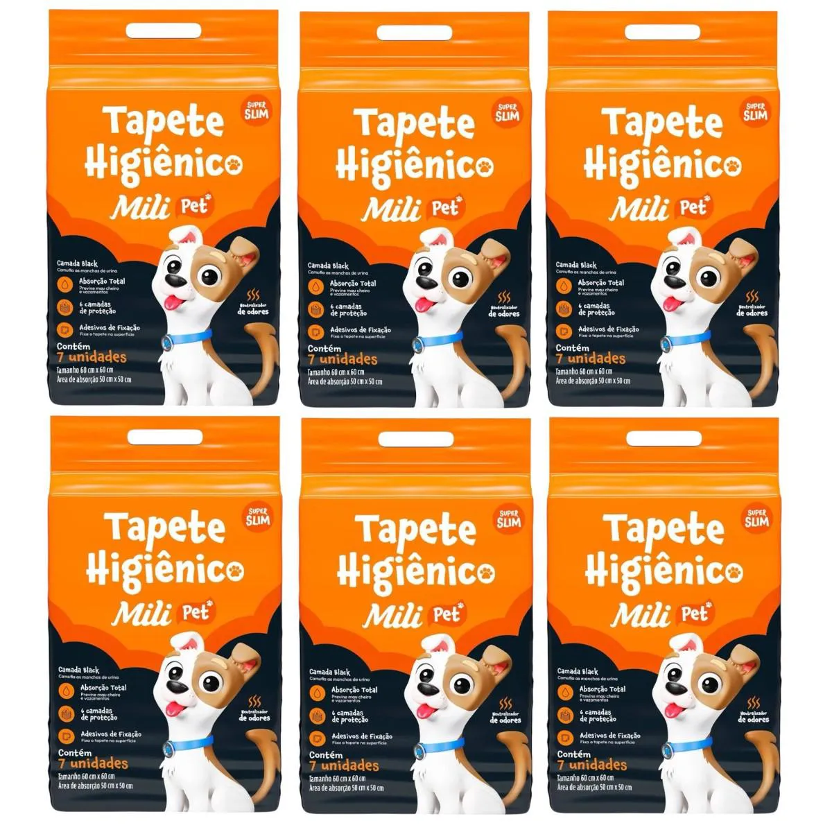 6 Un Tapete Higiênico Pet Super Slin Mili com 7un — | Farmácia Resyla