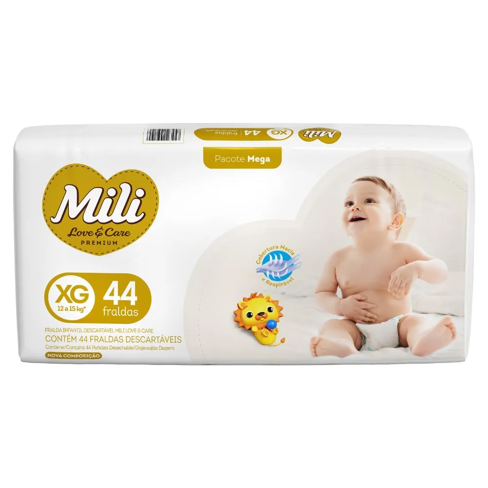 Fralda Mili Love E Care Xg Mega Com 44 Unidades — | Farmácia Resyla