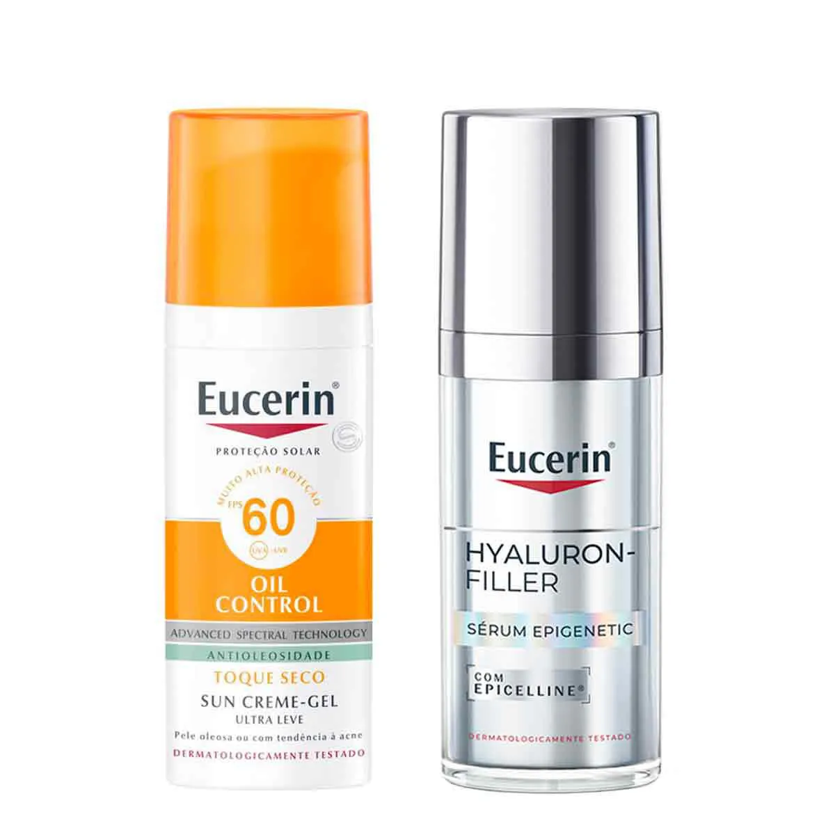 Kit Eucerin Sérum Facial Anti-Idade Hyaluron-Filler Epigenetic 30ml + Protetor Solar Facial Gel Antioleosidade FPS 60 Sun 52g — Eucerin | Farmácia Resyla
