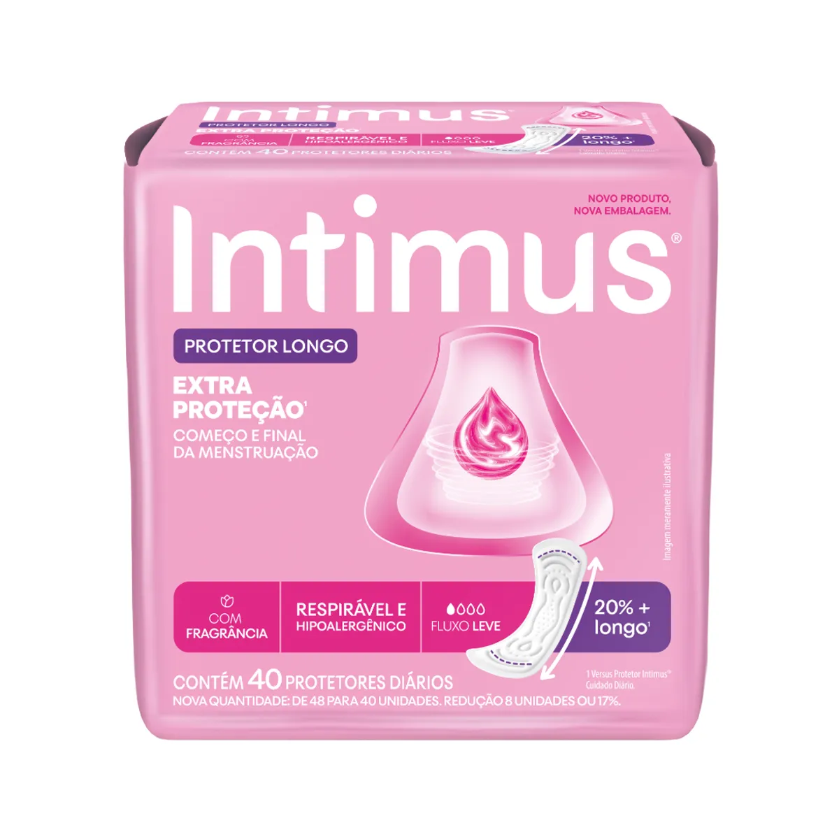 Protetor Diário Intimus Longo Extra Proteção 40 unidades — Intimus | Farmácia Resyla