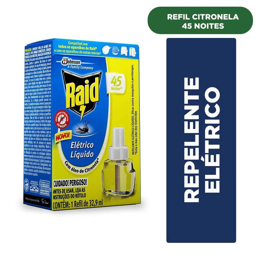 Repelente Elétrico Raid Líquido Óleo de Citronela 32,9ml Refil — | Farmácia Resyla