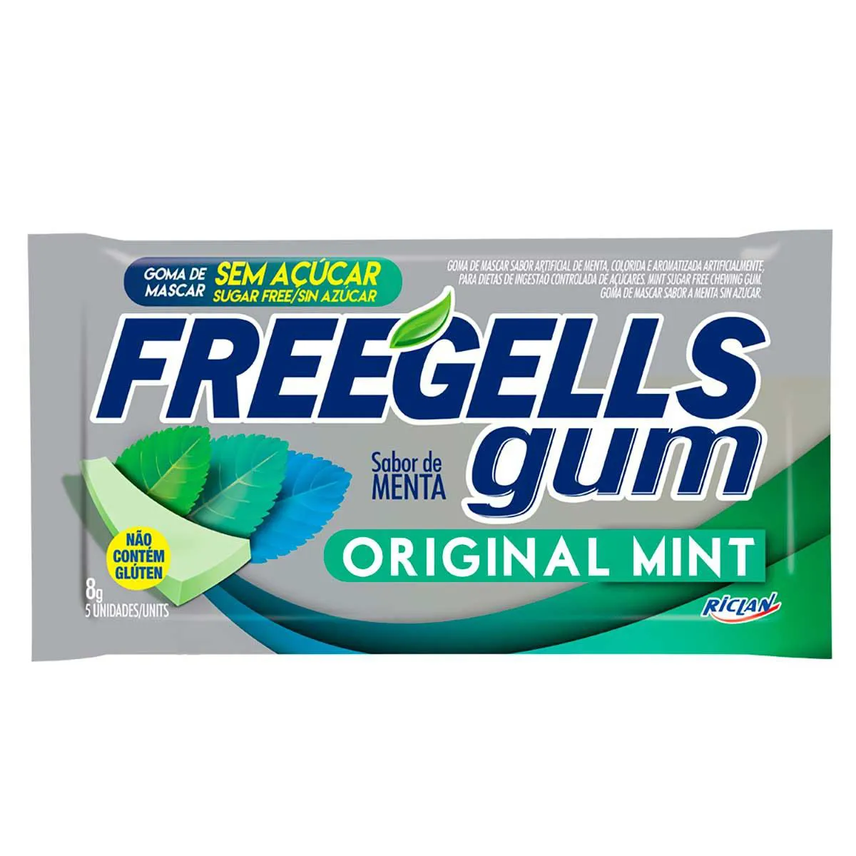 Goma de Mascar Sem Açúcar Freegells Original Mint Sabor Menta 8g — | Farmácia Resyla
