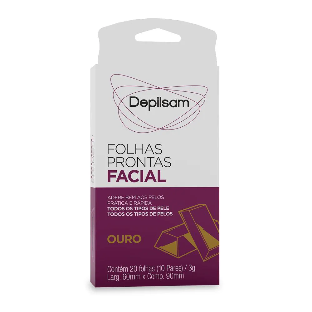 Folhas Prontas Facial Depilsam Ouro 10 Pares — Depilsam | Farmácia Resyla