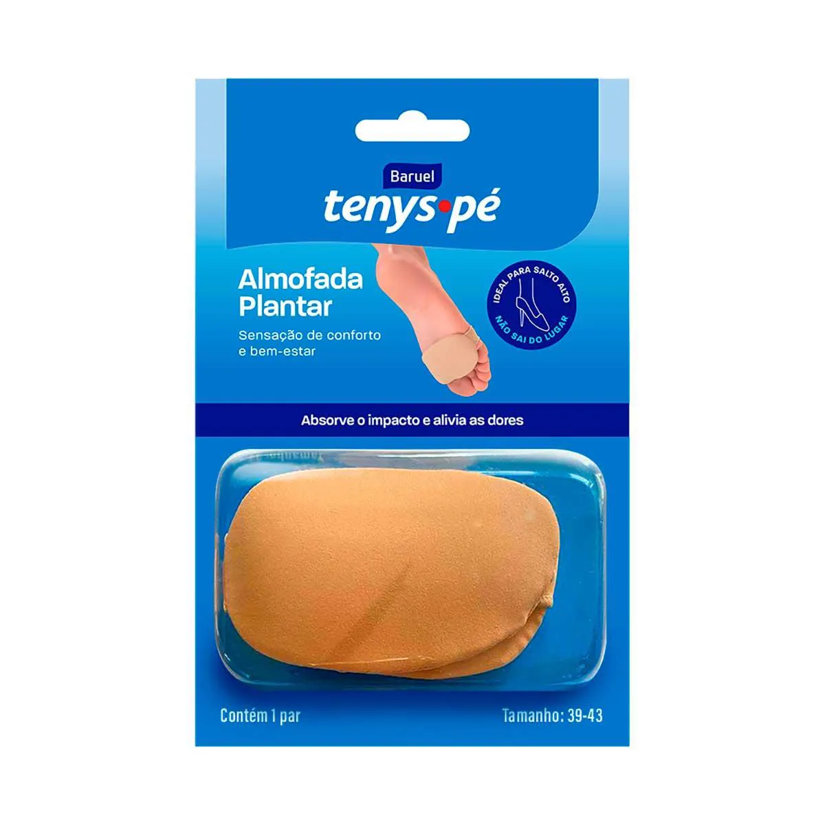 Almofada Plantar Tenys Pé Tamanho 39 - 43 com 1 Par — Tenys Pé | Farmácia Resyla