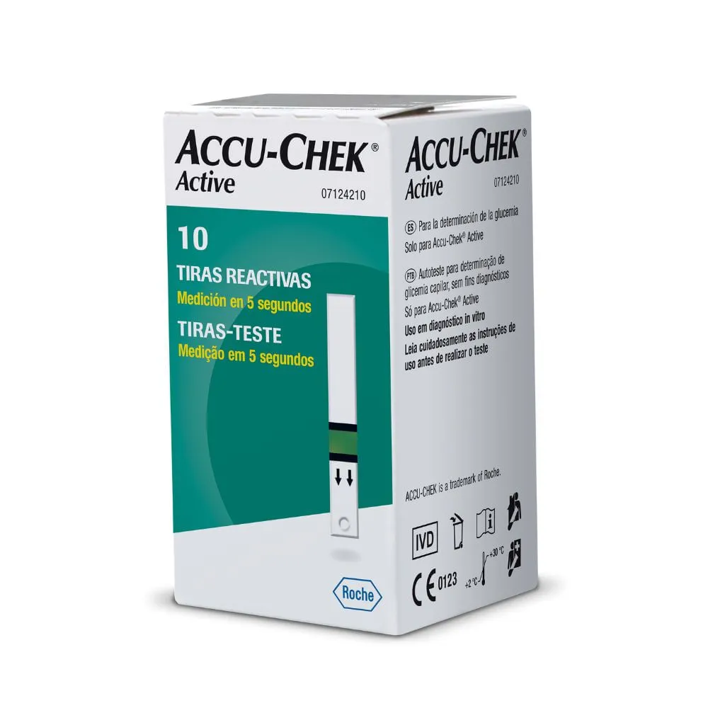 Tira De Teste De Glicose Accu-chek Active 10 Unidades — | Farmácia Resyla