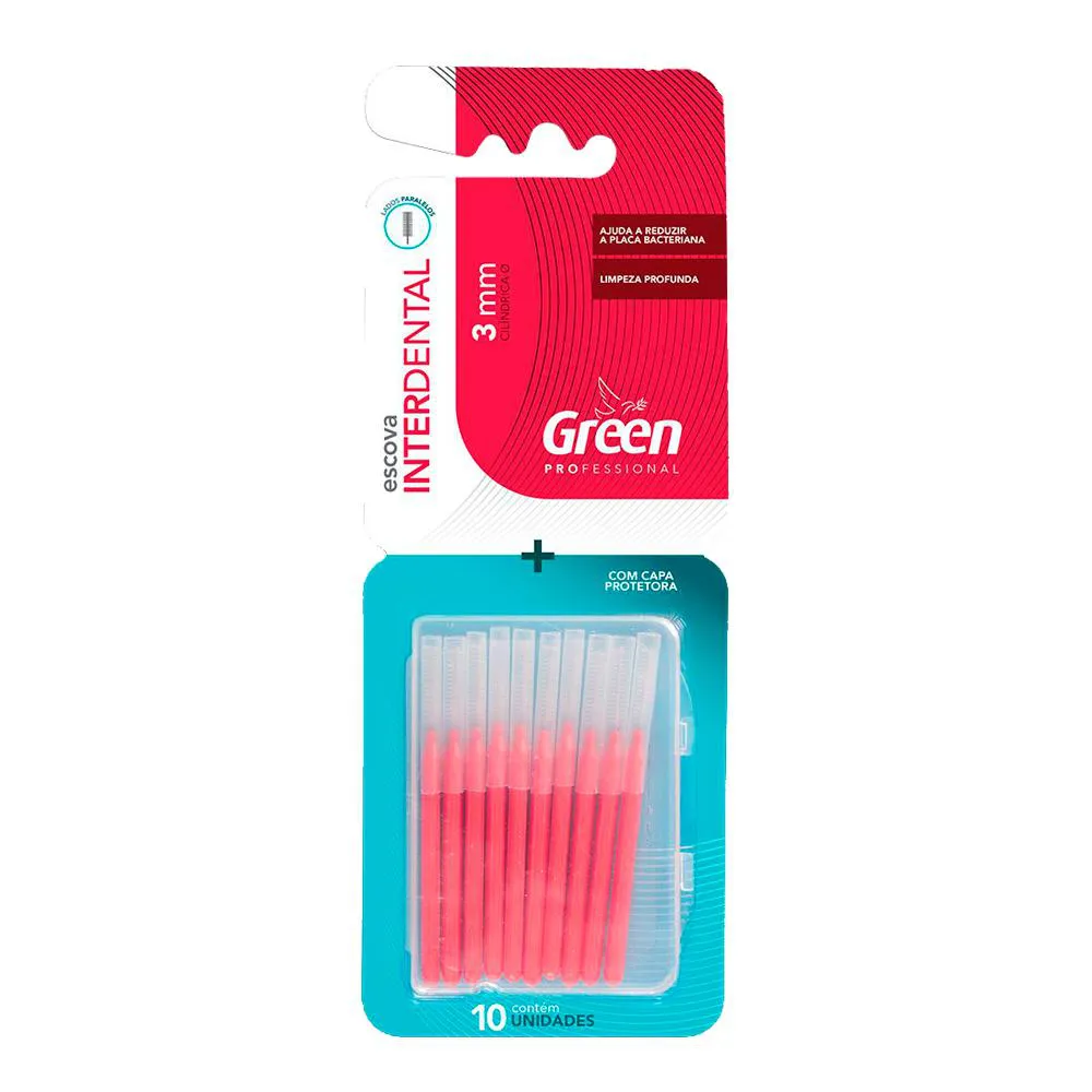ESCOVA INTERDENTAL CILíNDRICA 3MM - 10 UNIDADES - GREEN — | Farmácia Resyla