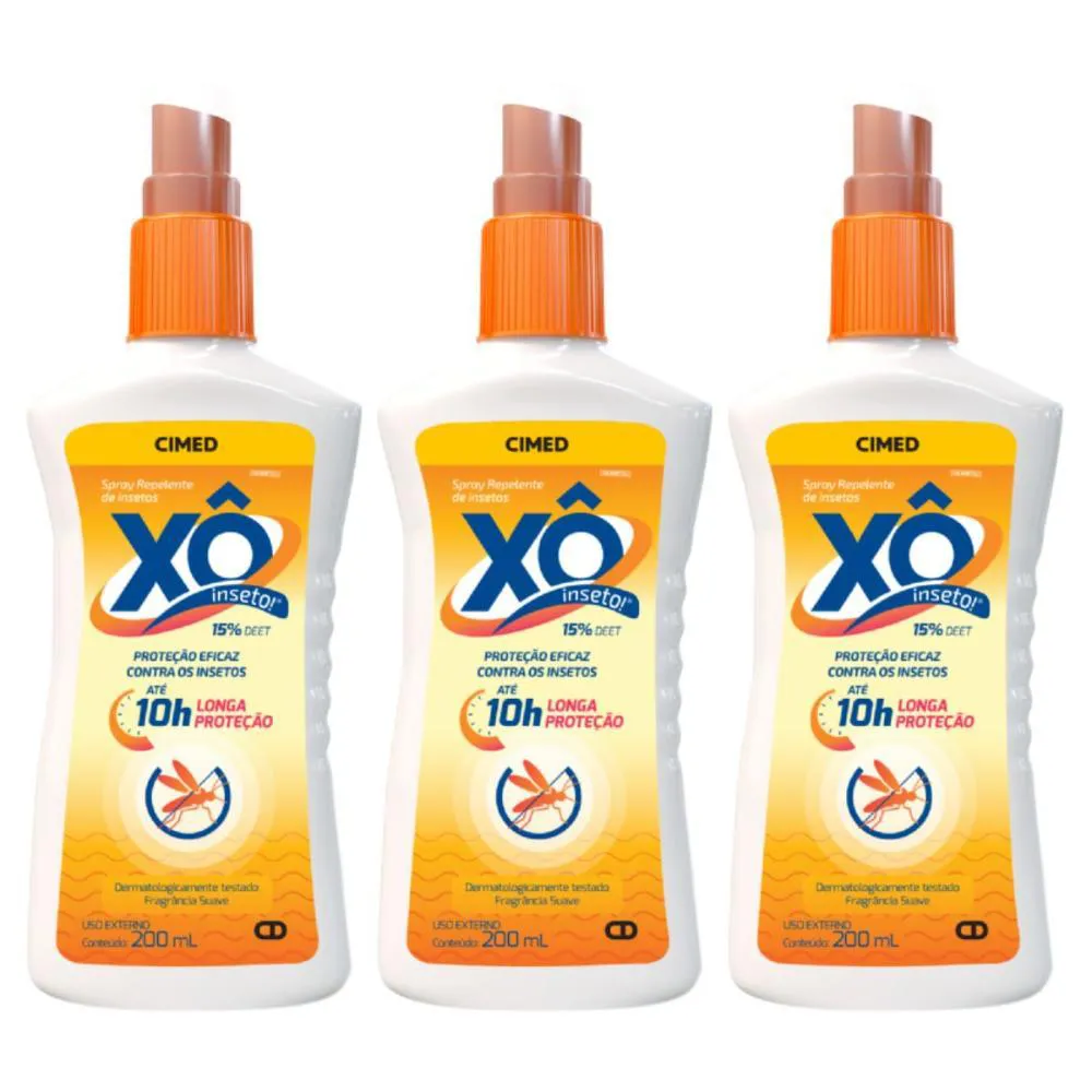Kit Spray Repelente de Insetos Cimed Xô Inseto com 3 200ml — Cimed | Farmácia Resyla