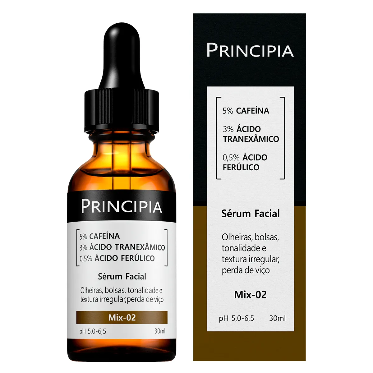 Sérum Facial Anti-Idade Principia Skincare Mix-02 Cafeína + Tranexâmico + Ferúlico 30ml — Principia | Farmácia Resyla