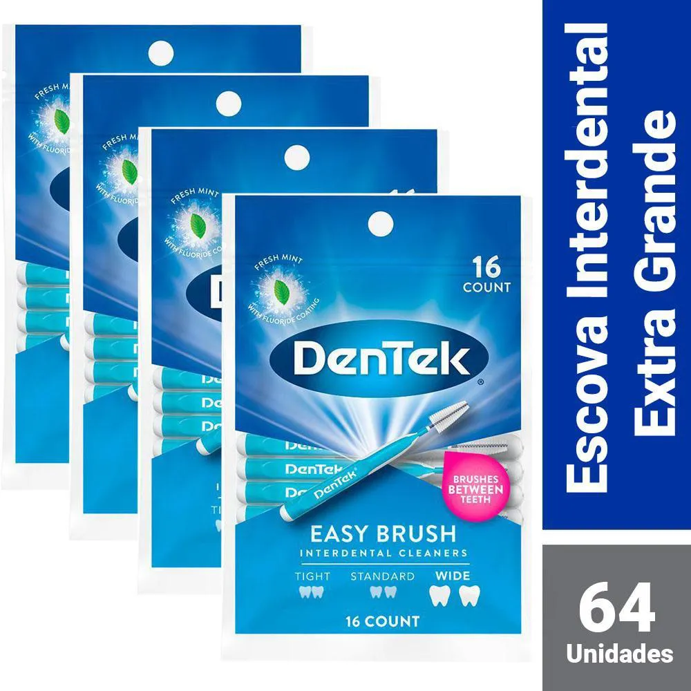 Kit Escova Interdental DenTek Easy Brush Extra 64 unidades — | Farmácia Resyla