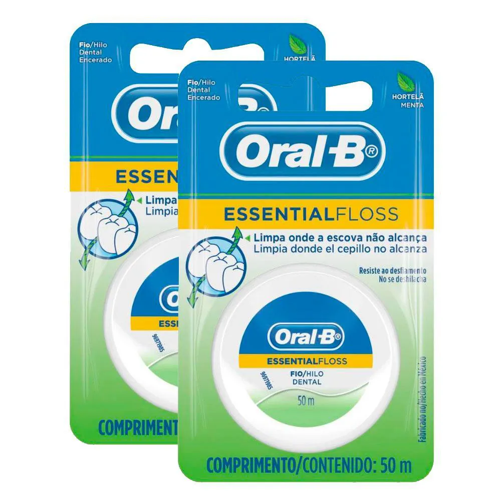Kit 2 Fio Dental Oral-b Essential Floss Encerado Menta 50m — Oral-B | Farmácia Resyla