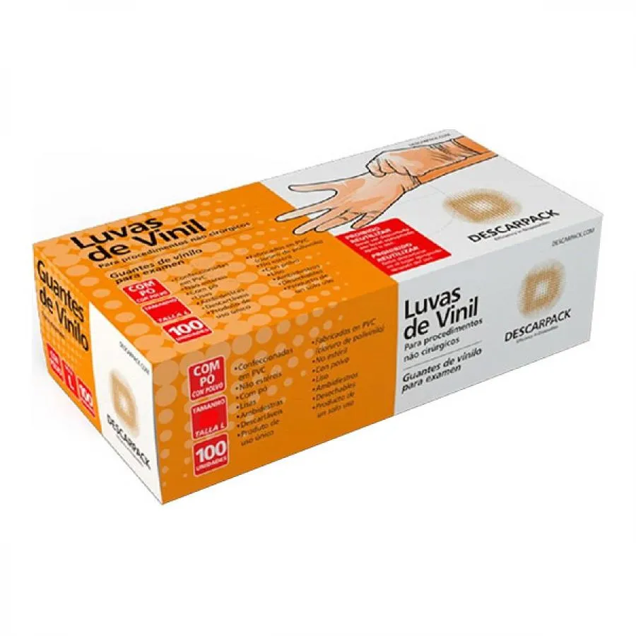 Luva Descarpack Vinil M Com 100 Unidades Com Talco — | Farmácia Resyla