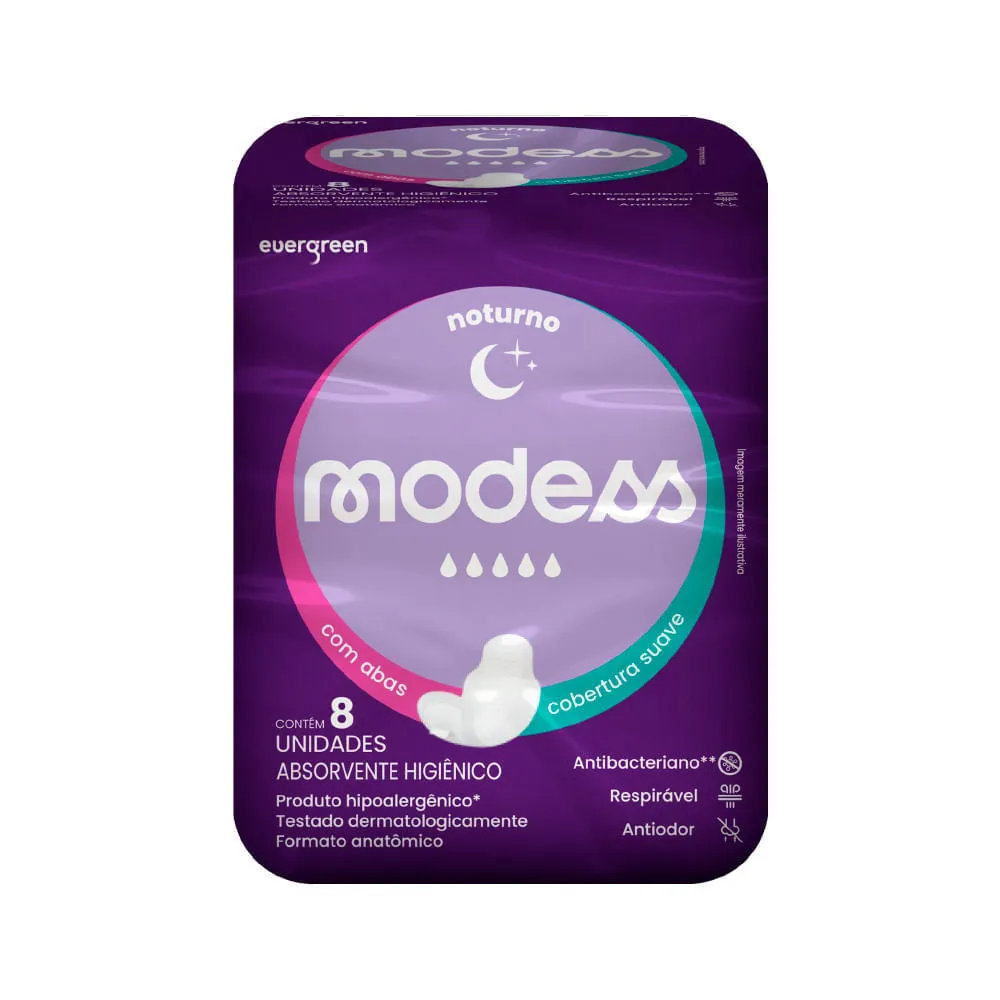 Absorvente Modess Noturno Com 8 Suave Com Abas — | Farmácia Resyla