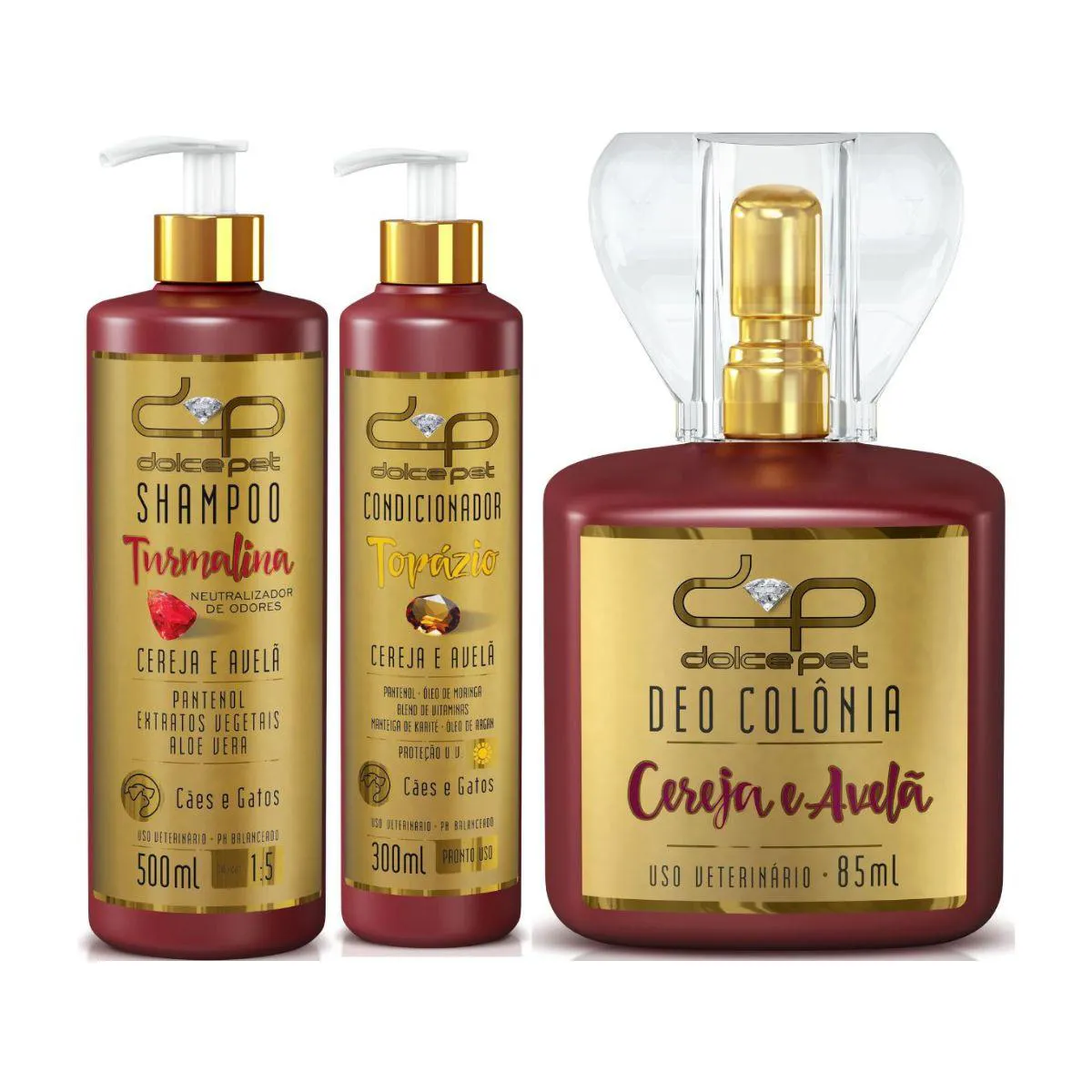 Kit Dolce Pet Shampoo Neutralizador de Odores + Condicionador Topázio + Deo Colônia Cereja e Avelã Cães e Gatos — | Farmácia Resyla