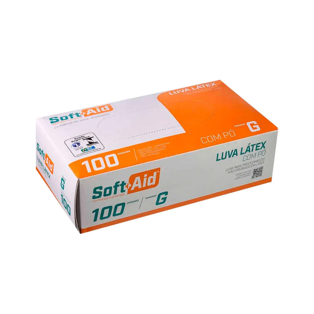 Luva Soft Aid Com 100 G Com Po Latex — | Farmácia Resyla