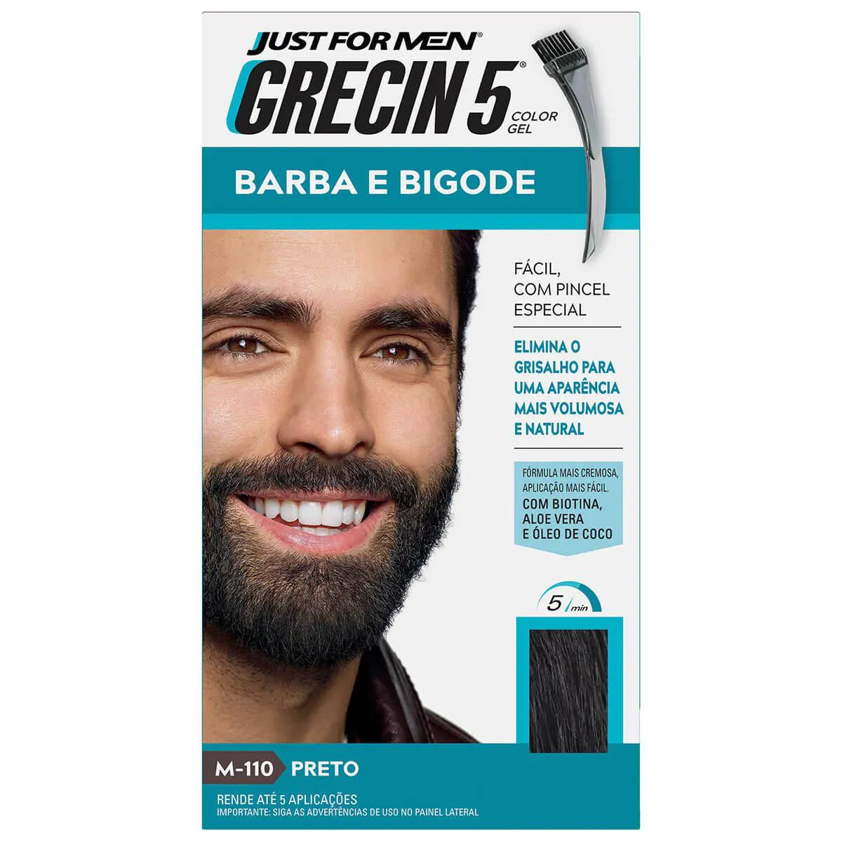Tonalizante Grecin 5 Just For Men Color Gel Barba e Bigode - Preto — | Farmácia Resyla