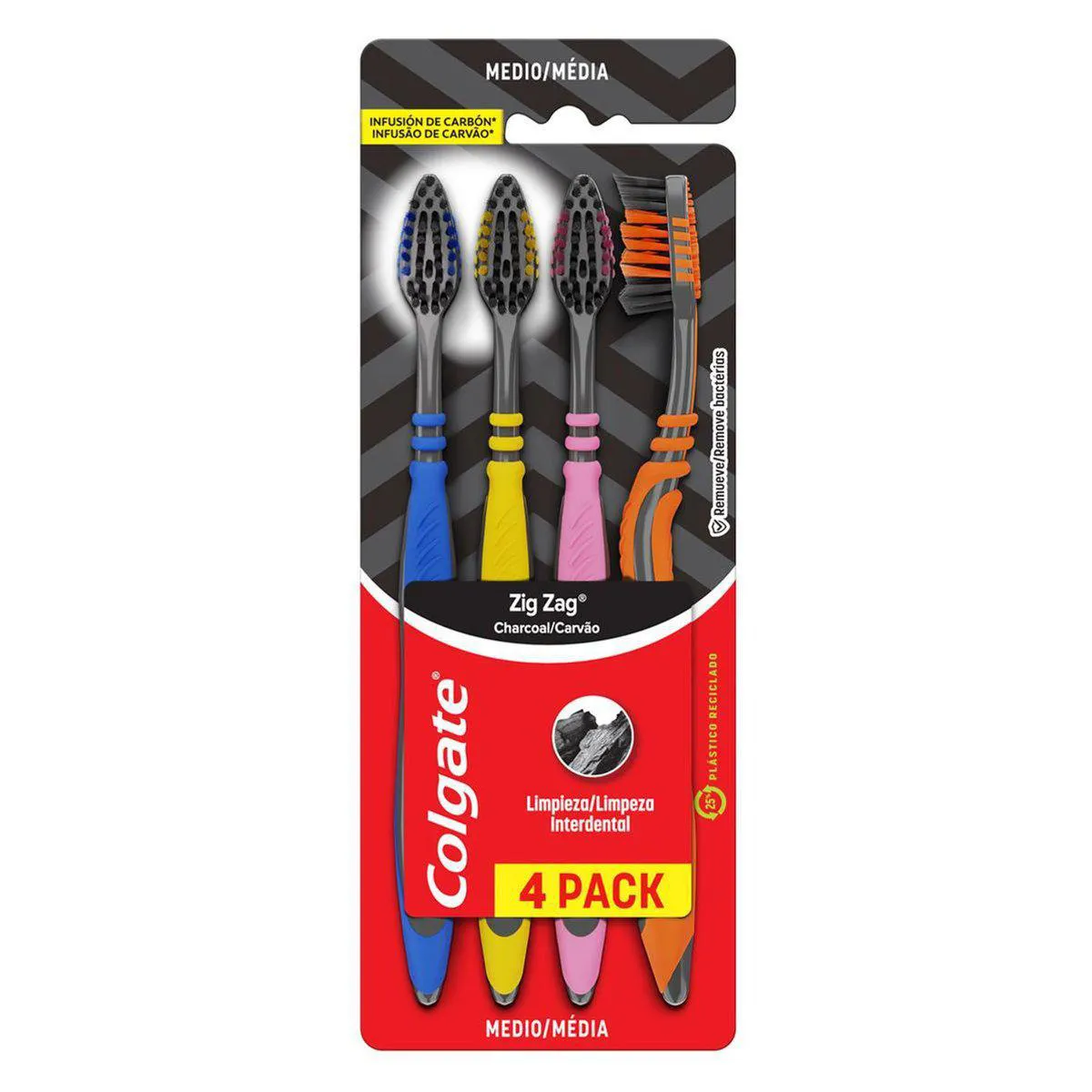 Escova de Dente Colgate ZigZag Carvão 4 unidades — Colgate | Farmácia Resyla