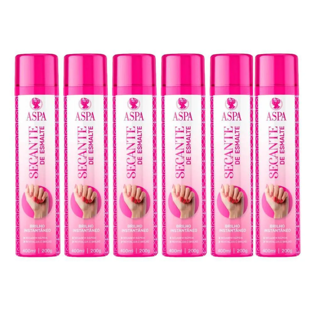 Kit 6Un Spray Secante de Esmalte Aspa - 400ml - Seca Instantaneo — | Farmácia Resyla