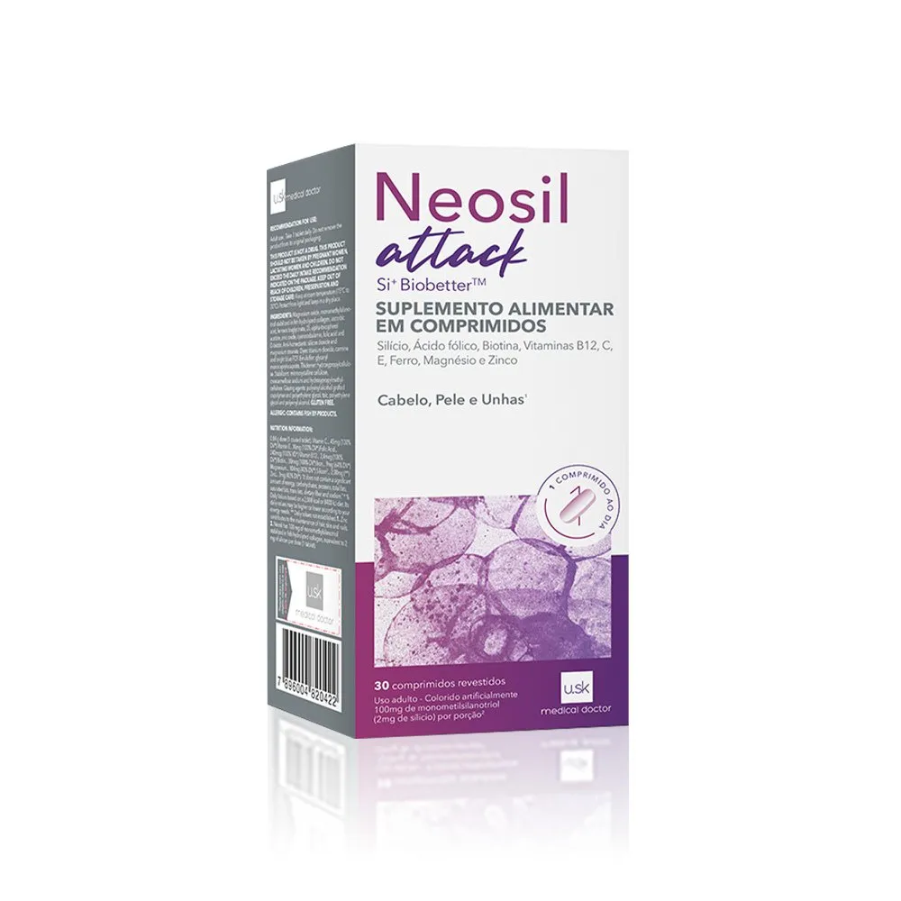 Suplemento Alimentar Neosil Attack Cabelo Pele E Unha 30 Comprimidos — | Farmácia Resyla