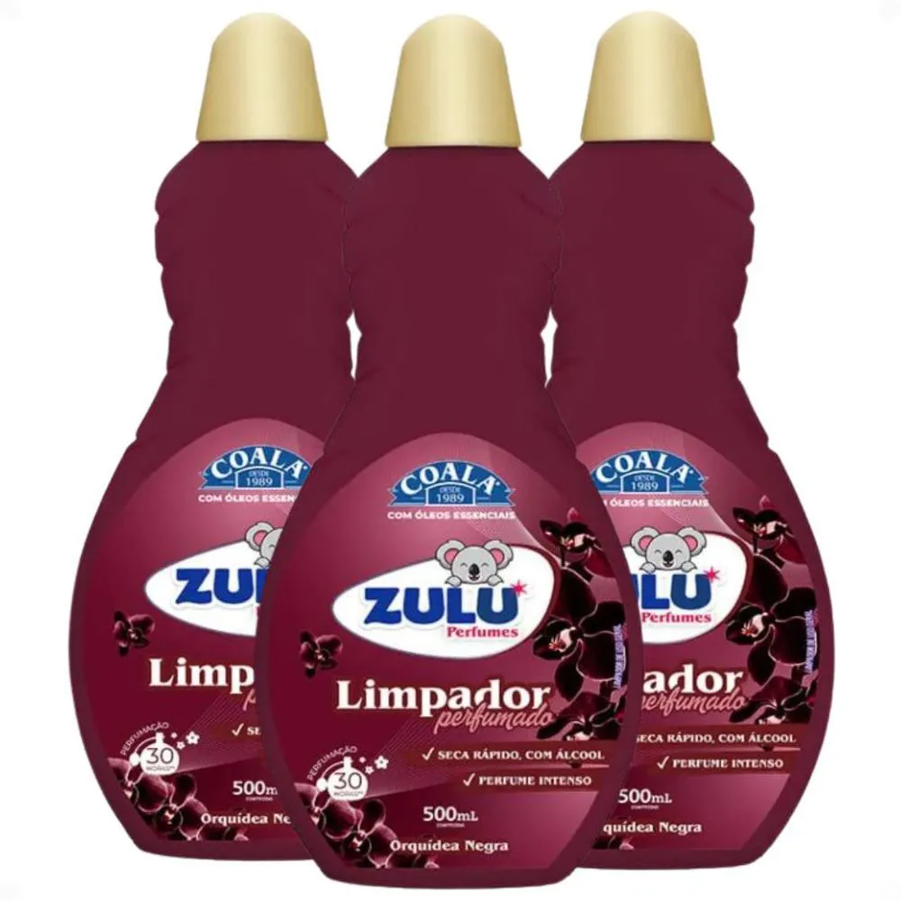 Kit Coala Zulu Perfumes: 3 Limpadores Perfumados Orquídea Negra 500ml — | Farmácia Resyla