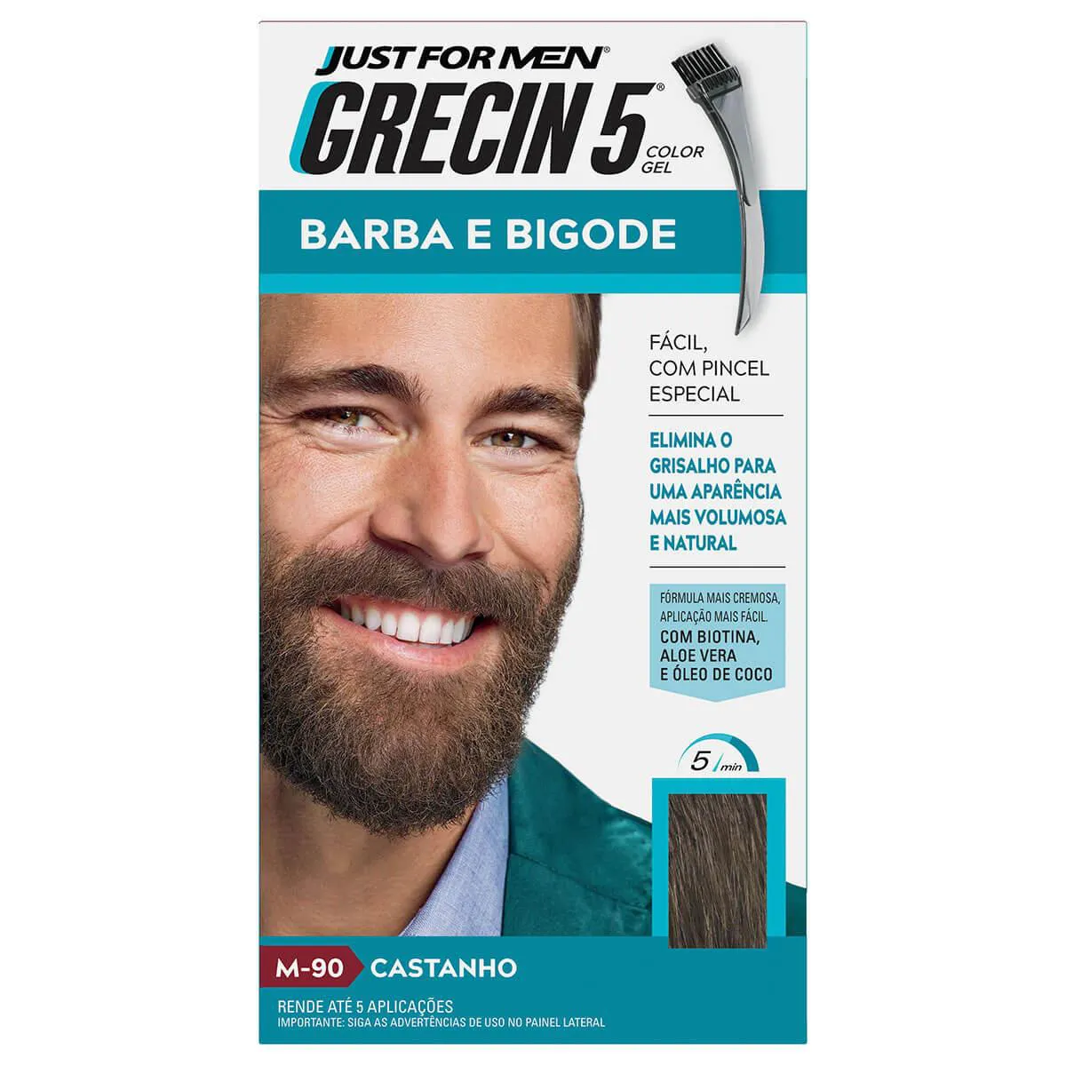 Tonalizante Grecin 5 Just For Men Color Gel Barba e Bigode - Castanho — | Farmácia Resyla