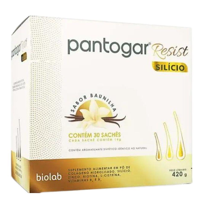 Pantogar Resist Silício sabor baunilha 30 Sachês — | Farmácia Resyla
