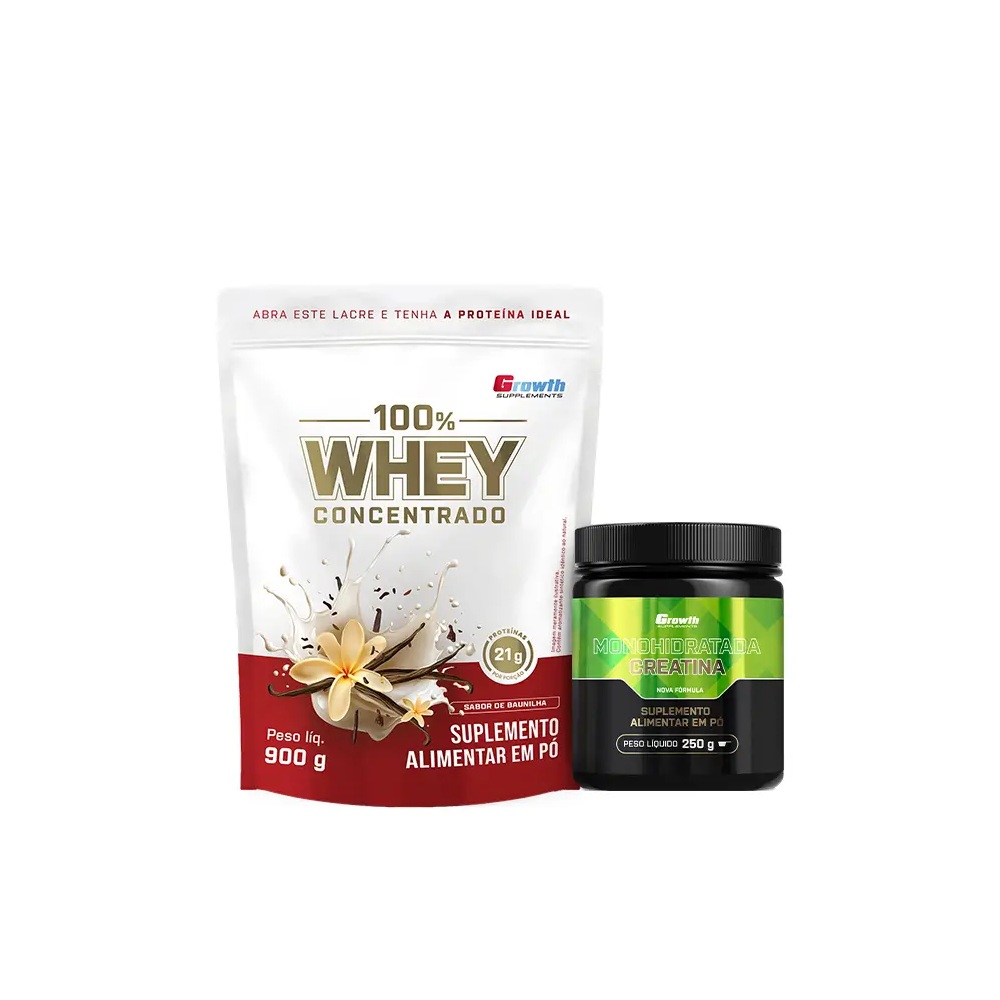 Kit Essencial - 100% Whey Protein Concentrado (900g) + Creatina Monohidratada (250g) — | Farmácia Resyla