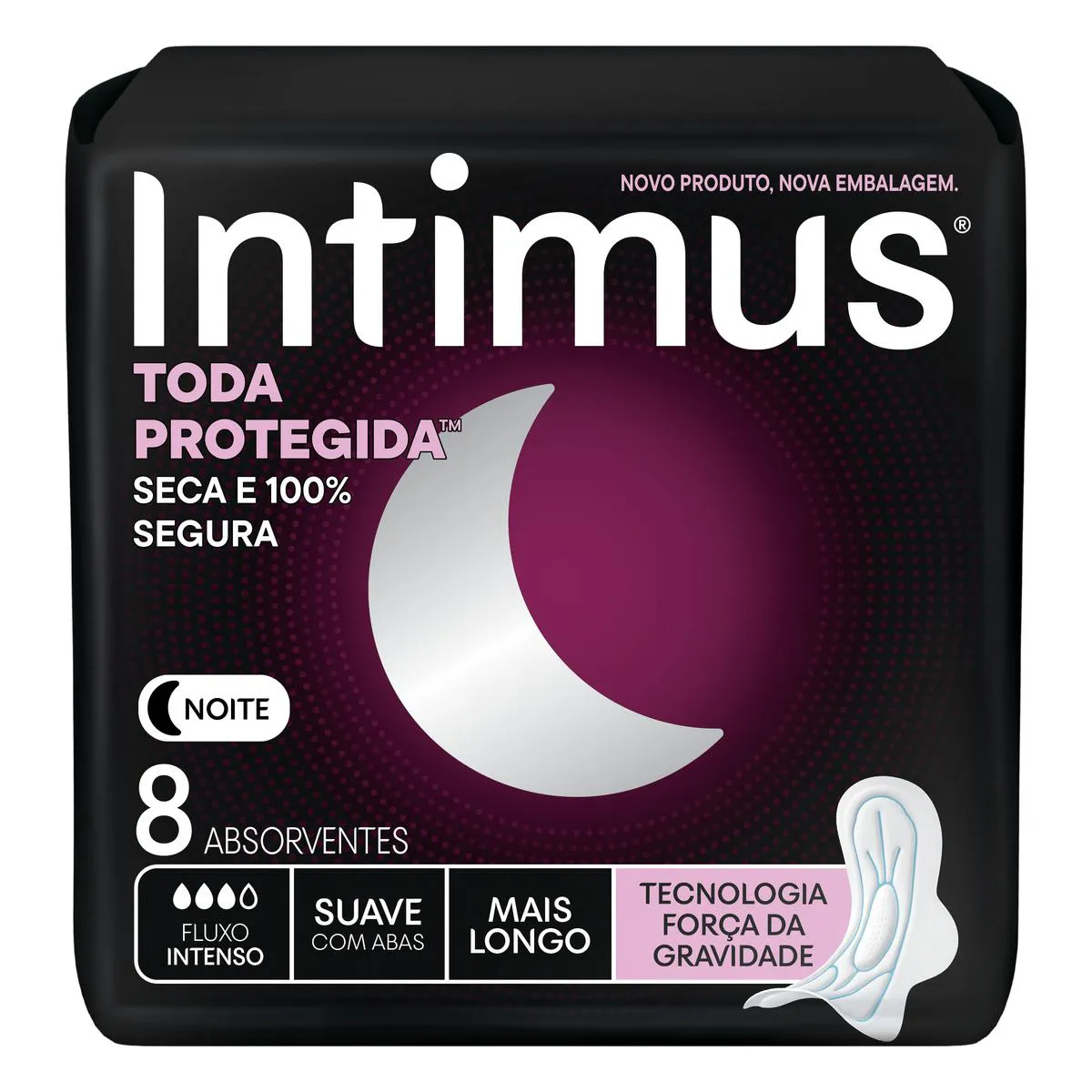 Absorvente Intimus Noturno Toda Protegida Com Abas Cobertura Suave 8 unidades — Intimus | Farmácia Resyla