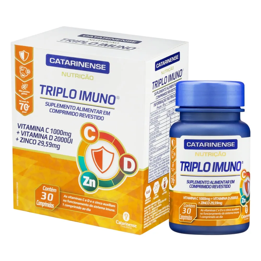 Triplo Imuno (vitamina C, Vitamina D E Zinco) 30 Comprimidos Catarinense Nutrição — | Farmácia Resyla