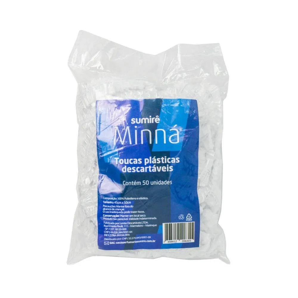Touca Plástica Descartável Minná 50un — | Farmácia Resyla