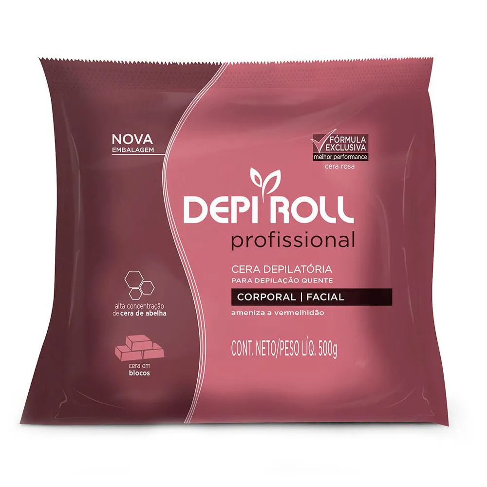 Cera Depilatória em Blocos Depiroll - Cera Quente em Blocos Rosa 500g — | Farmácia Resyla