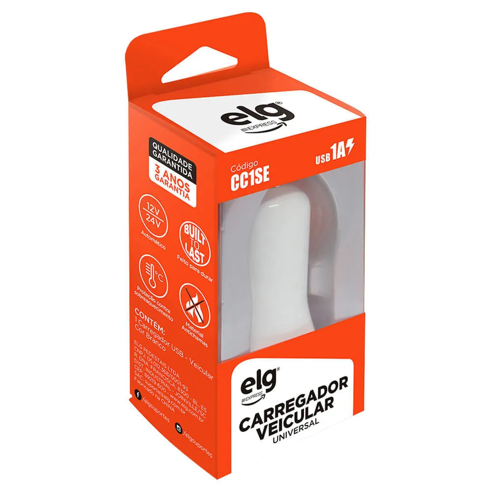Carga Veicular Elg Universal Com 1 Porta Usb Branco Bivolt — | Farmácia Resyla