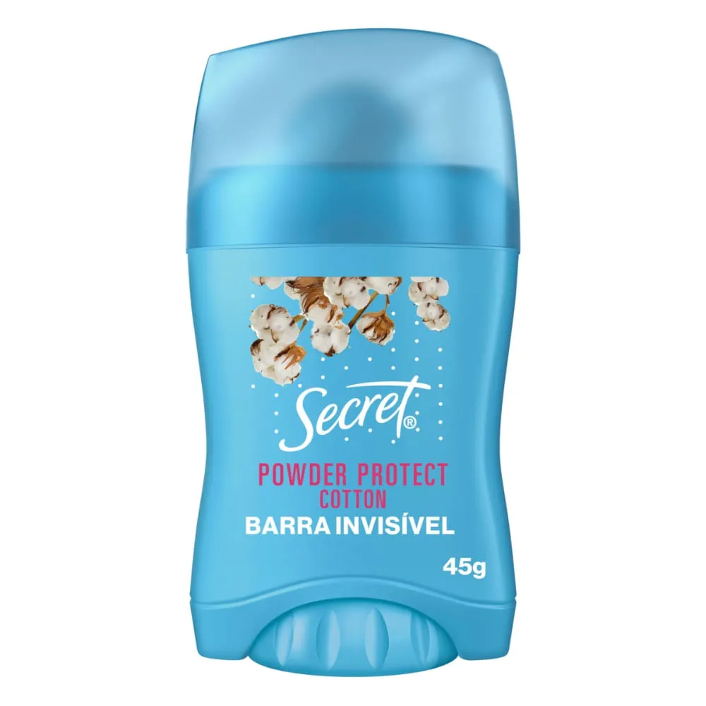 Desodorante Secret Feminino 45gr Stick Powder Protect Barra Cotton — | Farmácia Resyla