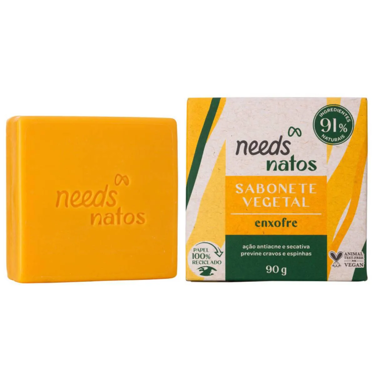 Sabonete de Enxofre em Barra Needs Natos Vegetal 90g — Needs | Farmácia Resyla
