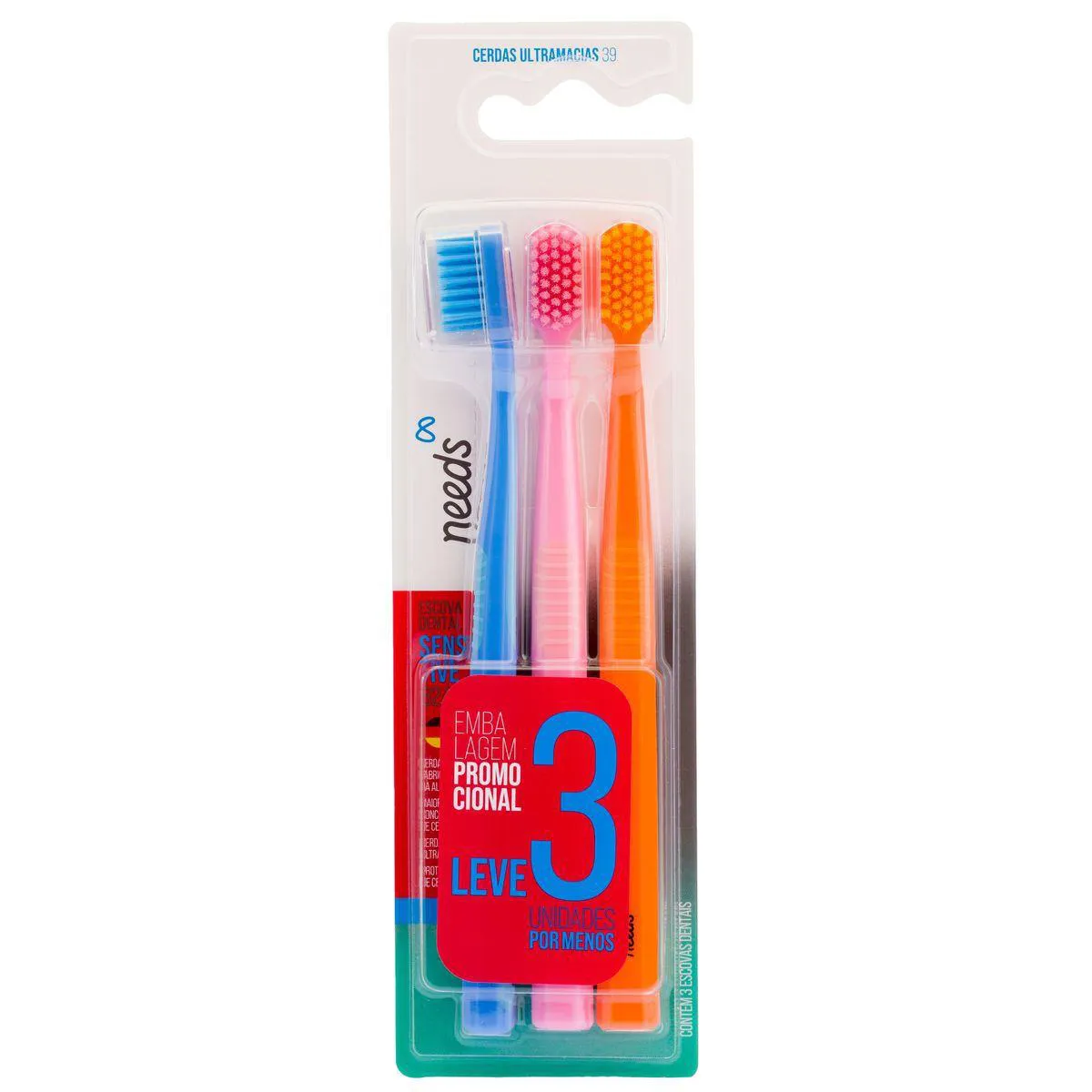 Escova de Dente Needs Sensitive 6240 Ultramacia 3 Unidades — Needs | Farmácia Resyla