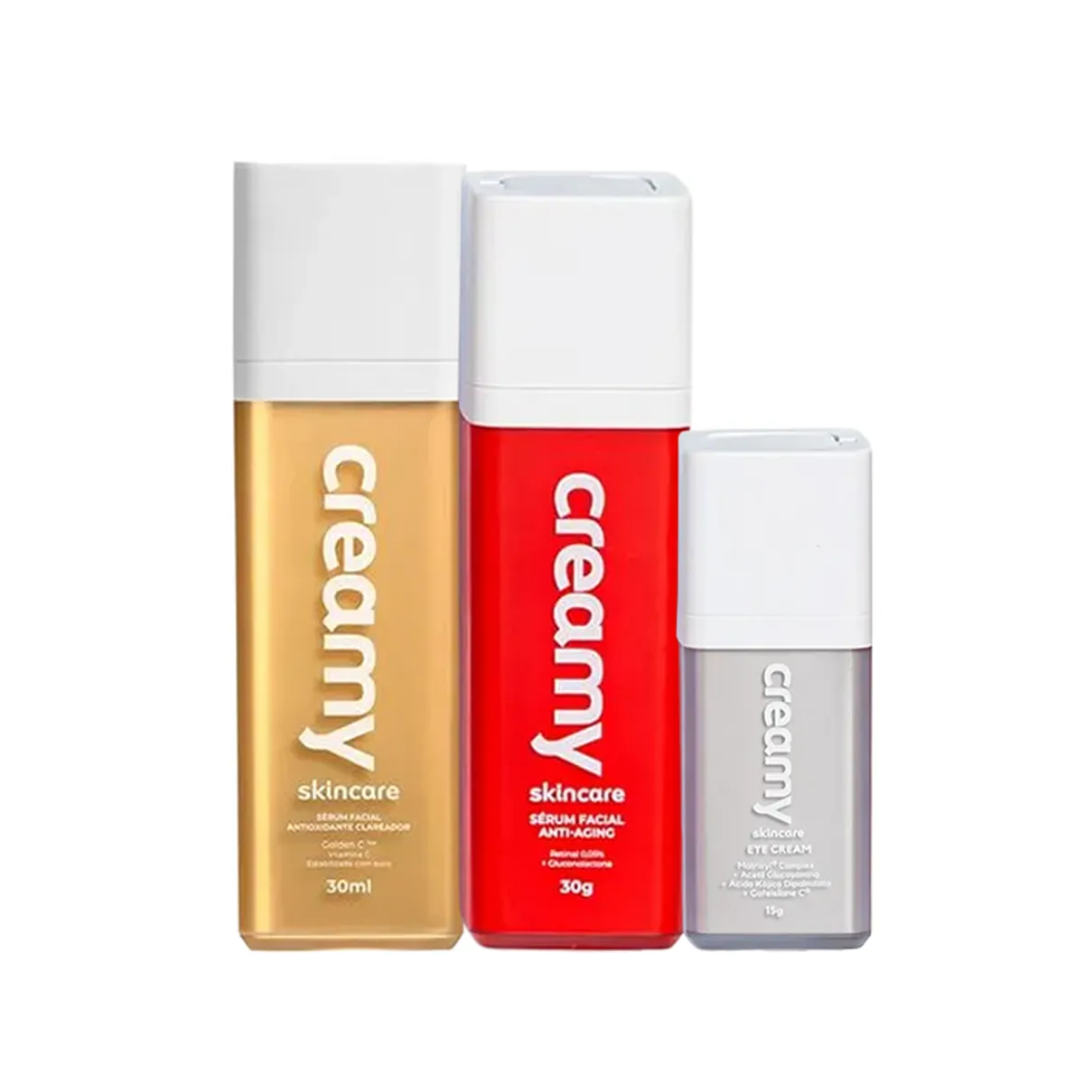 Kit Facial Creamy Skincare Sérum Clareador Vitamina C Creamy 30ml + Sérum Anti-Idade Retinal 30g + Creme para Olhos 15g — | Farmácia Resyla