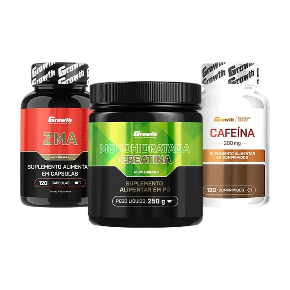 Kit Iniciantes: Cafeína 200mg 120 comp, ZMA 120 caps e Creatina Monohidratada 250g — | Farmácia Resyla