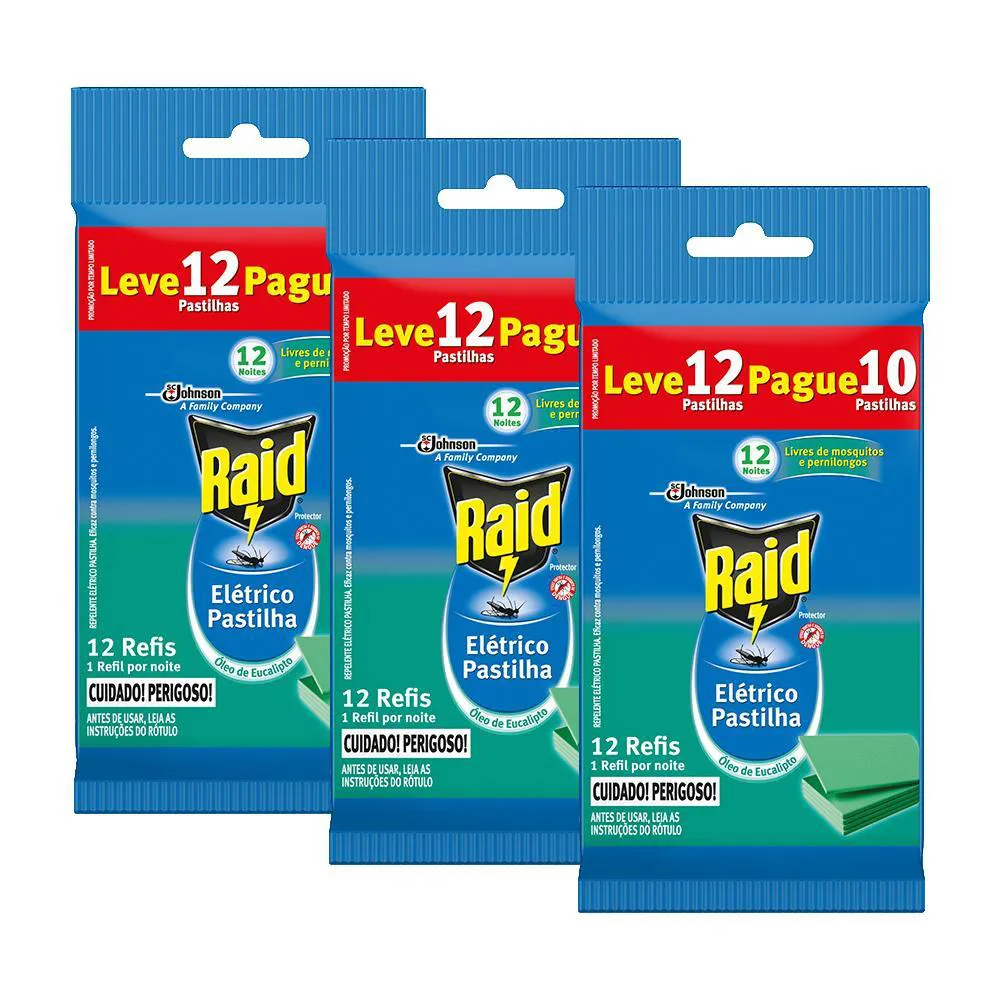 Kit Refil 36 Pastilhas Repelente Raid Elétrico Óleo de Eucalipto — | Farmácia Resyla