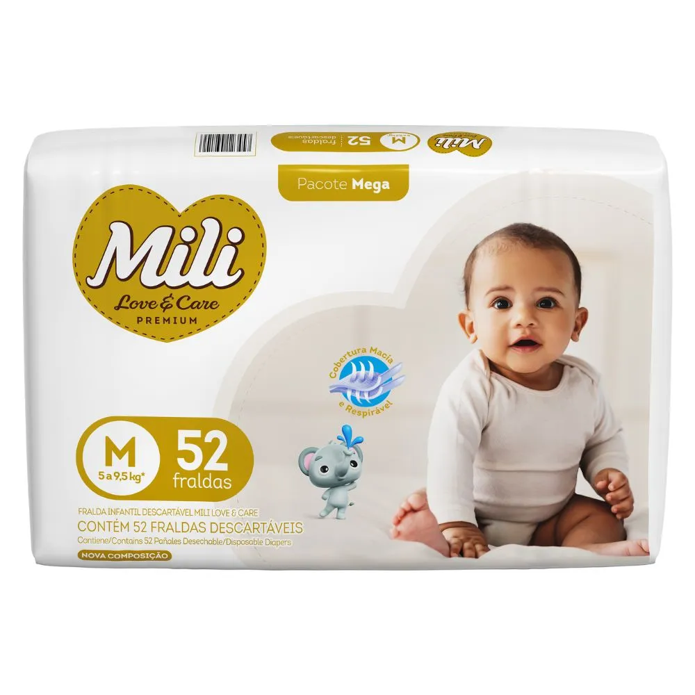 Fralda Mili Love E Care M Mega Com 52 Unidades — | Farmácia Resyla