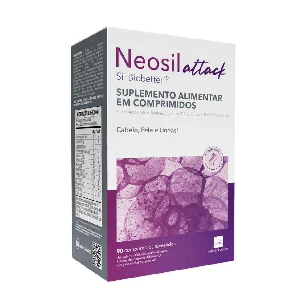 Suplemento Alimentar Neosil Attack Cabelo Pele E Unha 90 Comprimidos — | Farmácia Resyla